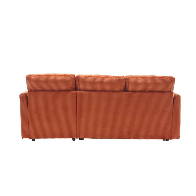 Orange 81.1'' L-Shaped 3 Seater Sectional Sofa with Reversible Chaise, Sleeper Sofa Bed, and Storage Seats