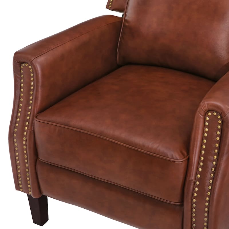 2 Set Genuine Leather Recliner Modern Push Back Recliner Chair Wingback 3 Adjustable Chair for Living Room