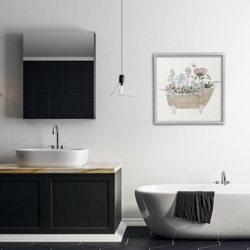 Stupell Rustic Botanicals in Tub Framed Giclee Art Design By Janet Tava