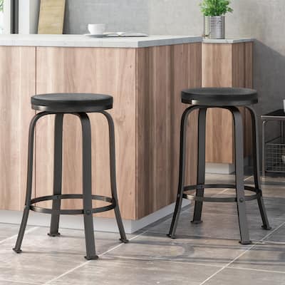 Iron Frame Swivel Counter Stool 2pcs/Set