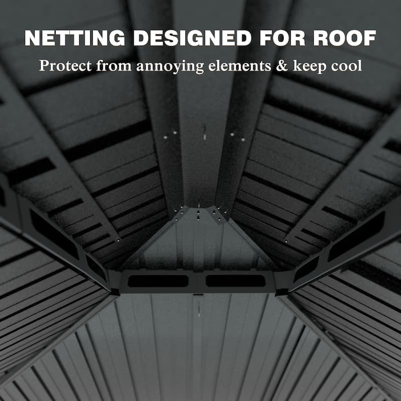 VEIKOUS 10'x12' Double Roof Patio with Netting & Ceiling Hooks, Vented UV Protection Gazebo for Backyard