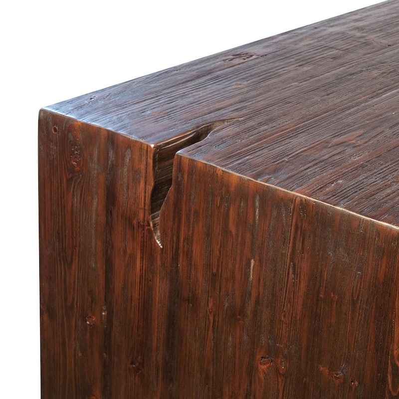 Evie Reclaimed Pine 94-inch Waterfall Style Dining Table with Cutout Detail