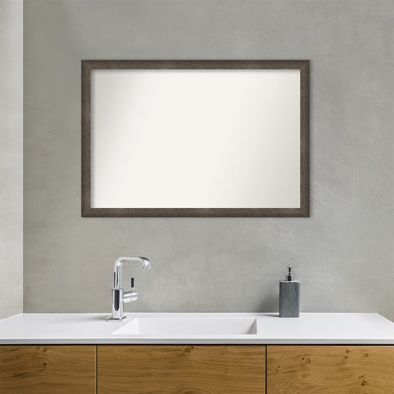 Dappled Narrow Non-Beveled Wood Framed Bathroom Vanity Wall Mirror