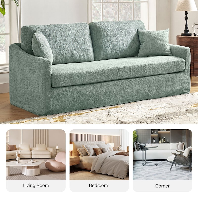 Volkhard 80.5" Modern Slipcovered Sofa With Removable Back Cushion By HULALA HOME