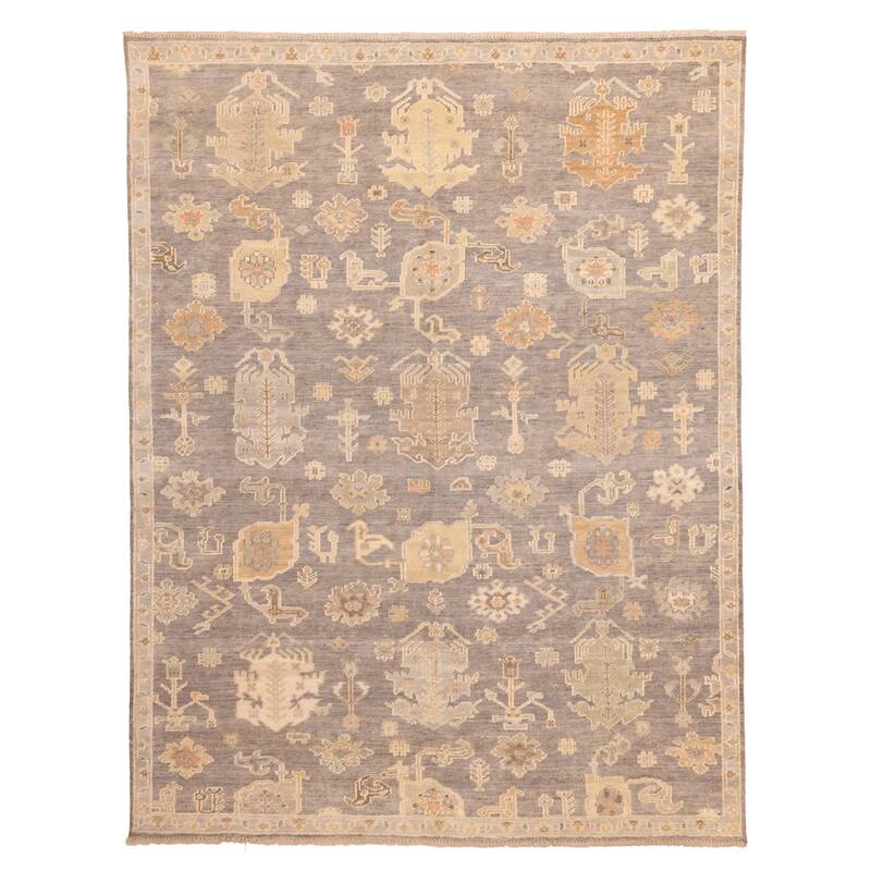 ECARPETGALLERY Hand-knotted Kavya Oushak Dark Grey Wool Rug - 8'10 x 11'8