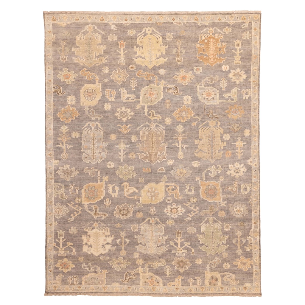 ECARPETGALLERY Hand-knotted Kavya Oushak Dark Grey Wool Rug - 8'10 x 11'8