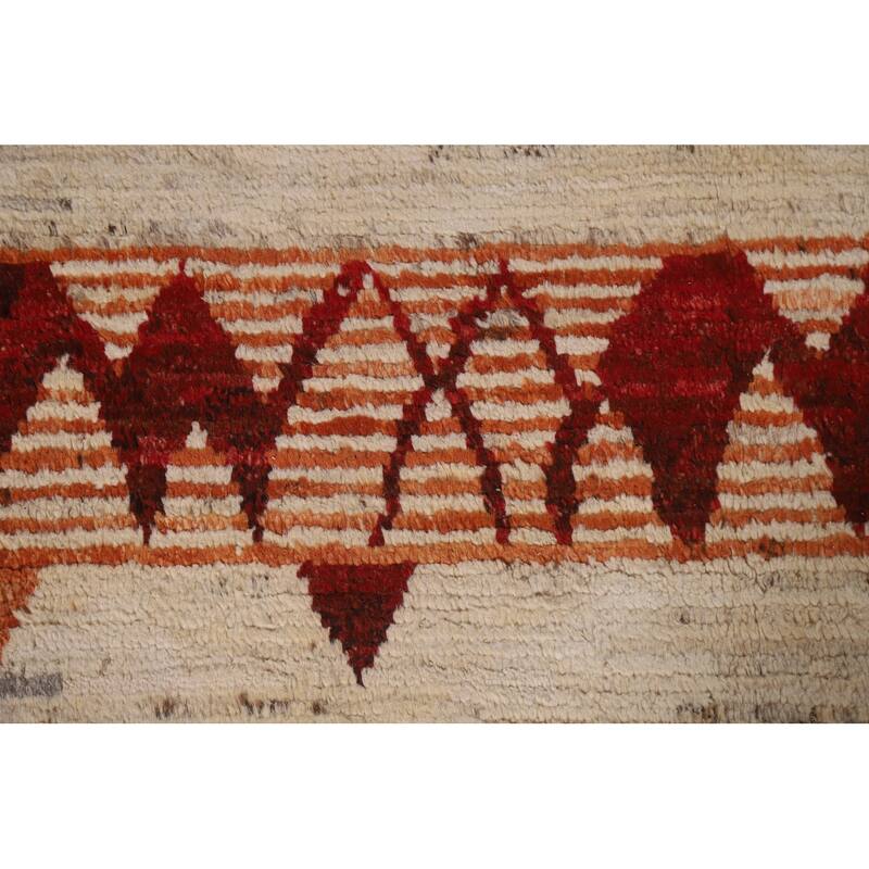 Hand Knotted Oriental 100% Wool Carpet Modern Tribal Beige & Ivories Moroccan Area Rug - 7' 10'' X 5' 8''