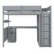 preview thumbnail 21 of 32, Full Size Wooden Loft Bed with Wardrobe, Desk, Drawers, Shelves for Bedroom
