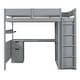 preview thumbnail 18 of 27, Wooden Full Size Loft Bed with Desk, Wardrobe, Storage Shelves and Drawers, for Kids Teens Adults Bedroom, Wood Bedframe