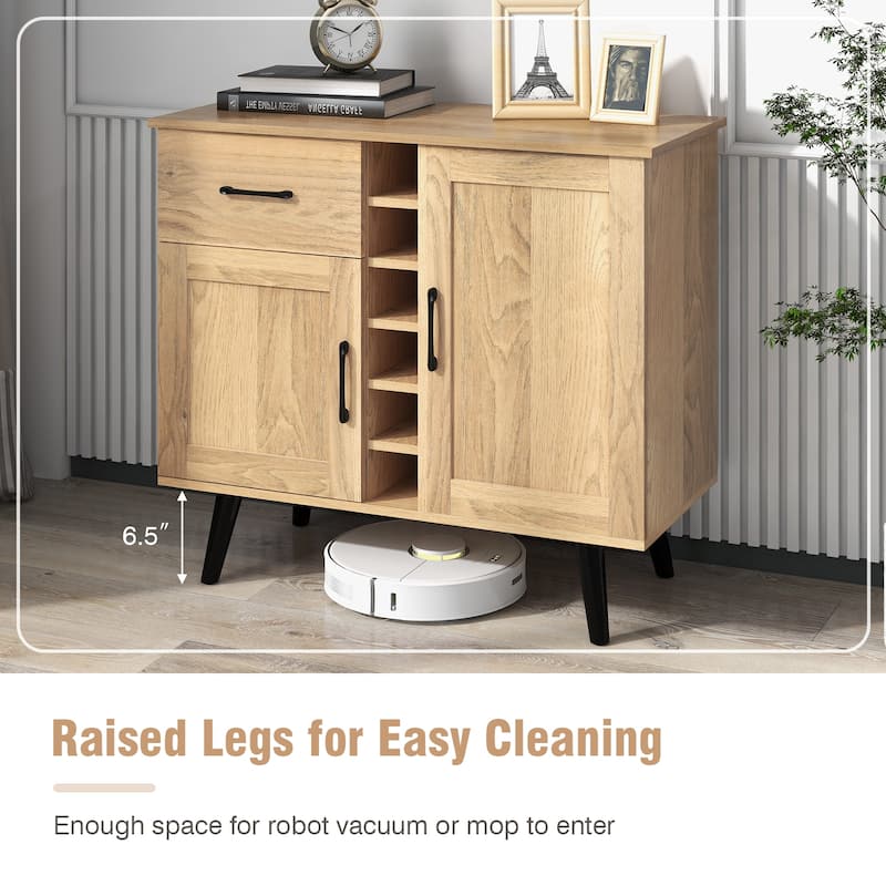 Costway 2-Door Wine Bar Cabinet Kitchen Sideboard Buffet with Drawer & - See Details