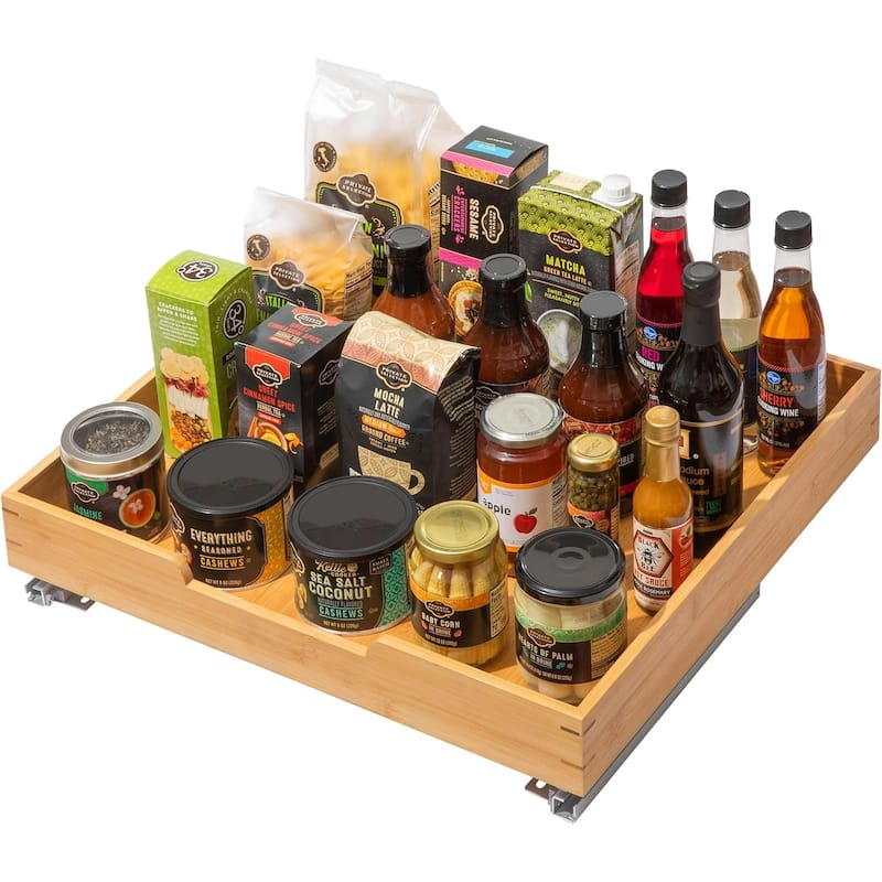 Hold N' Storage Bamboo Wooden Pull out Cabinet Organizer - Requires At Least a 21"D Cabinet Opening