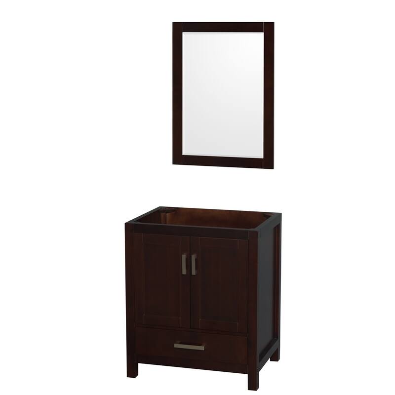 Wyndham Collection Sheffield 30" Hardwood Vanity Cabinet and Mirror - - Espresso - Espresso Finish