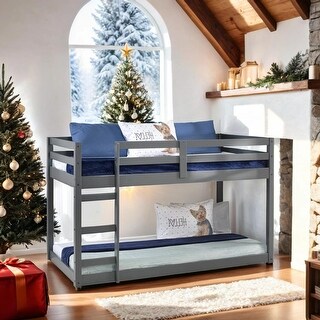 Twin Loft Bed with Ladder & Safety Guaranteed, Grey