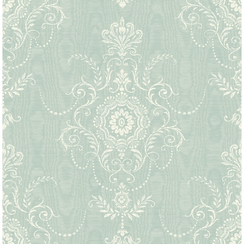 Seabrook Designs Colette Cameo Nonwoven Unpasted Wallpaper - 27 in. W x 27 ft. L - Summer Sky
