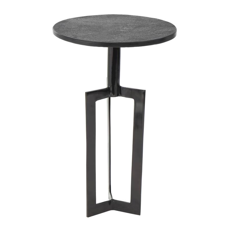 Aluminum Metal Geometric Accent Table with Black Marble Tabletops - Set of 3 Gold or Black - Roche River Decor