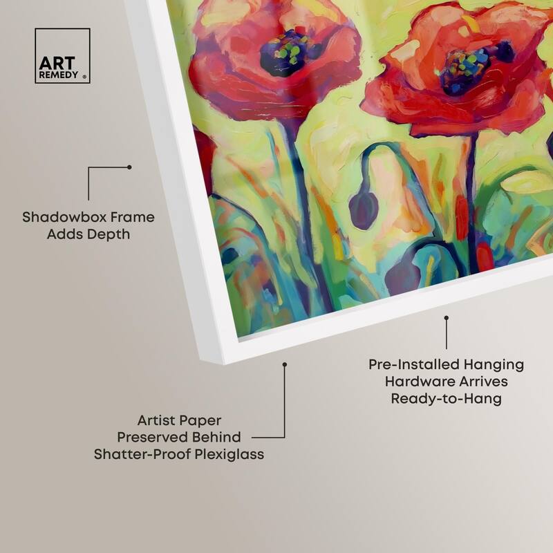 Red Poppy Field II Shadowbox by Art Remedy