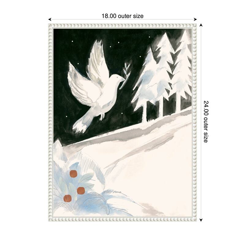 Kate and Laurel Sylvie Beaded Peace Dove Framed Canvas by Teju Reval