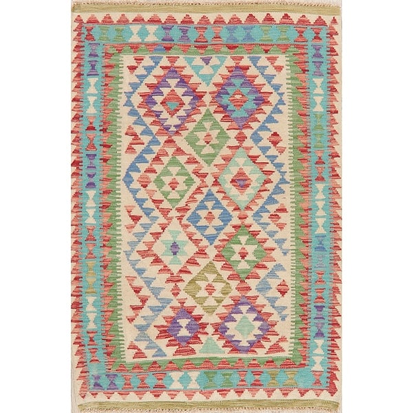 Geometric Kilim Turkish Oriental Kitchen Size Area Rug Wool Flat Woven Overstock 28489913