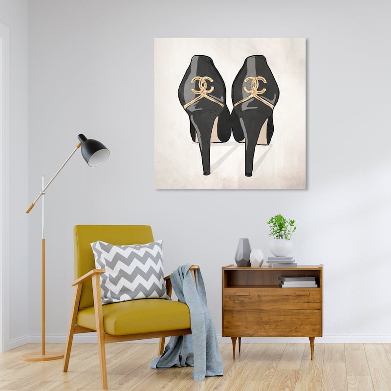 Wynwood Studio Prints Fashion and Glam Girls Favorite Pair Revamp Black and Metallic Gold Glam Wall Art Canvas Print - 30 x 30