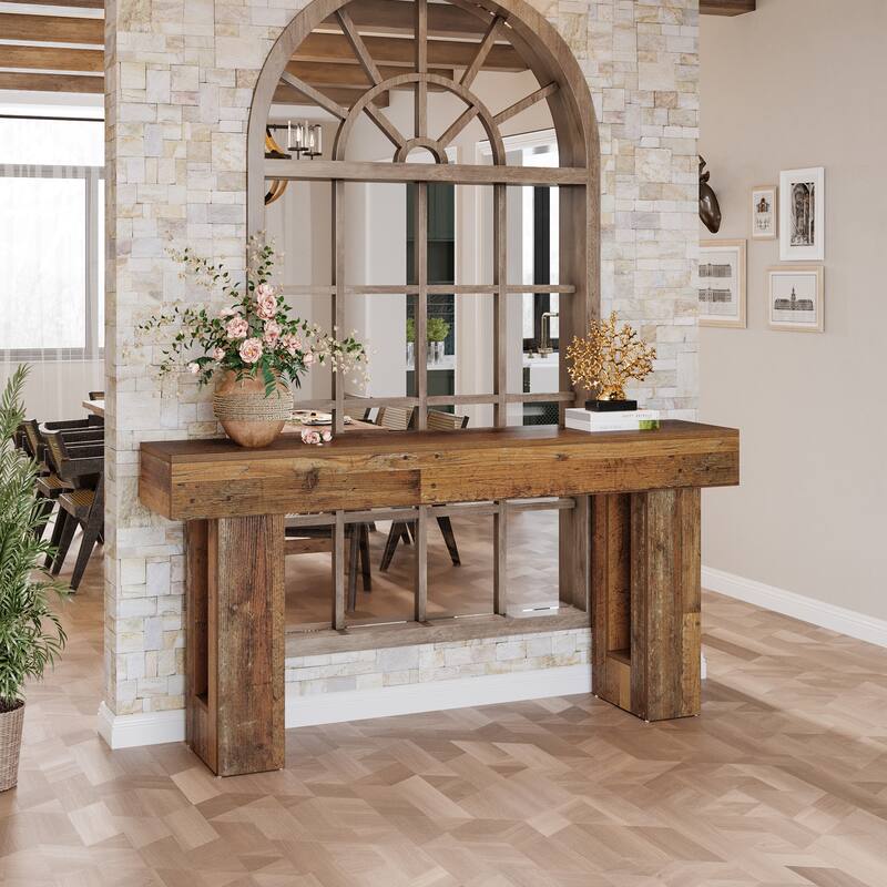 63-inch Wood Narrow Console Sofa Hallway Accent Table for Entryway
