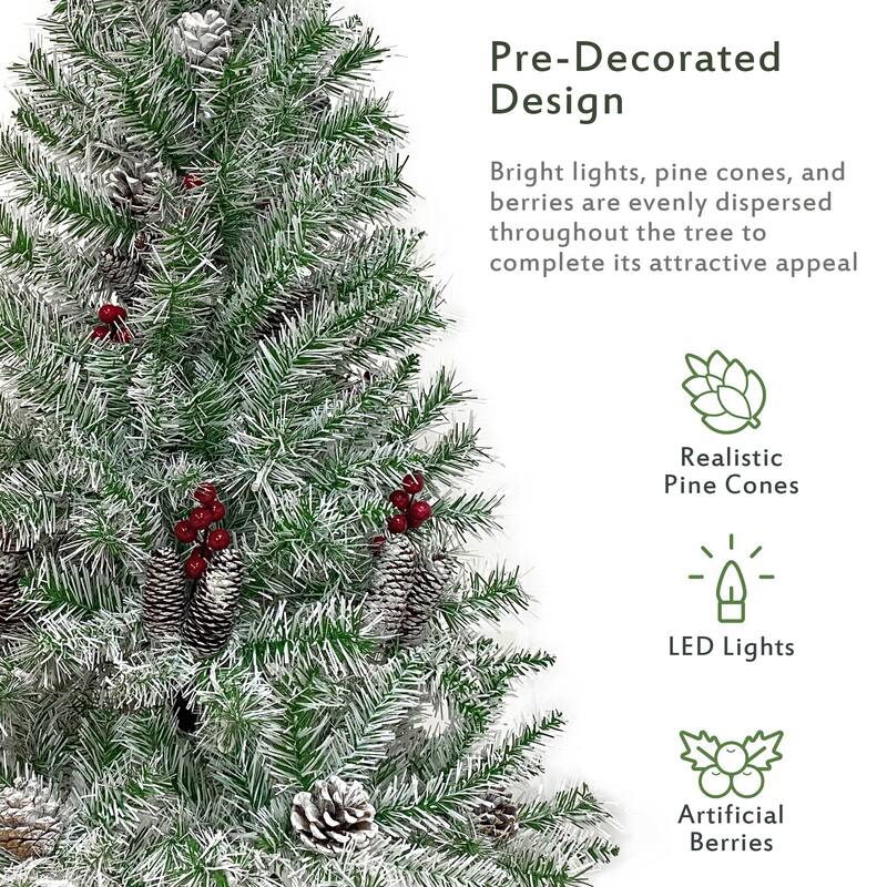 Pre-lit Xmas Tree Artificial Christmas 4-Piece Set