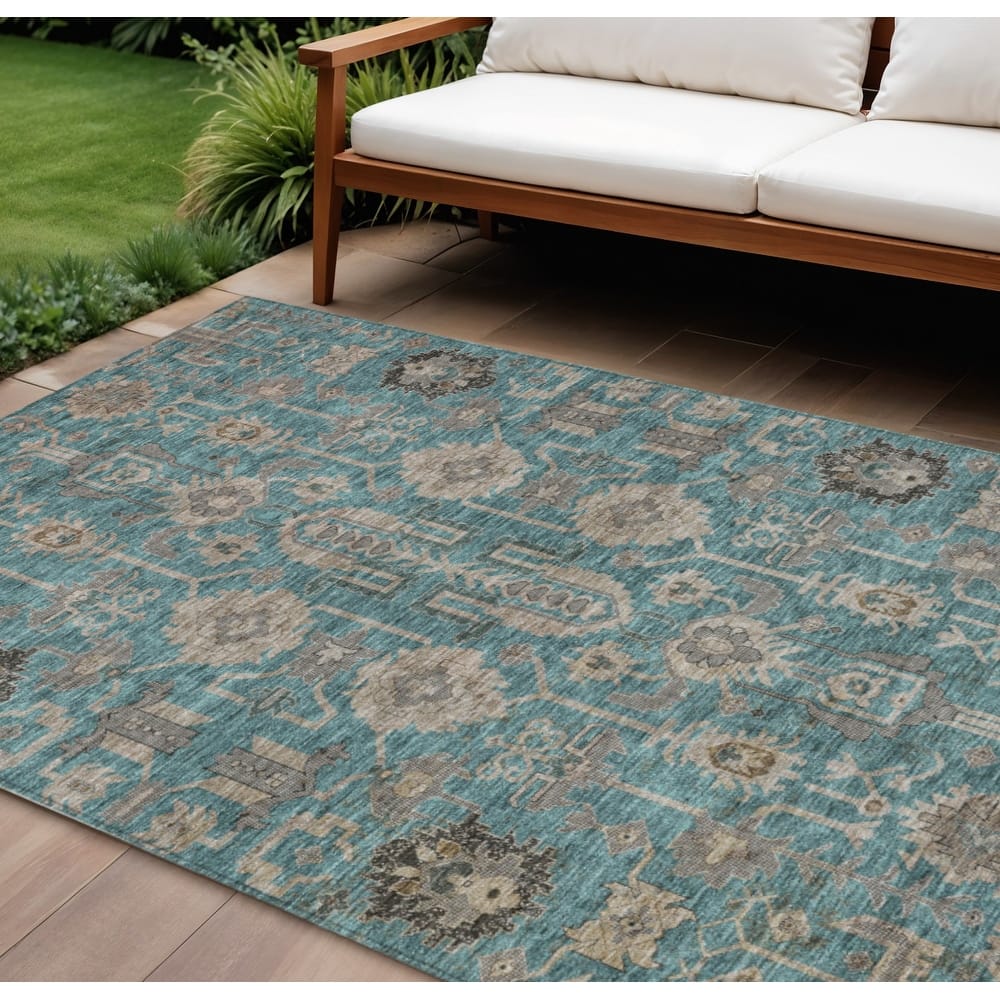 HomeRoots Oriental Traditional Rectangle Outdoor Rug