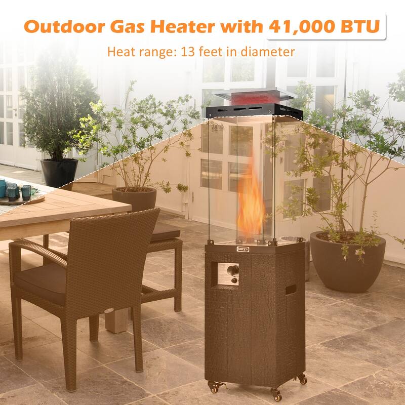 41 000 BTU Propane Patio Heater with Metal Hood - 15.5" x 15.5" x 62" (L x W x H)