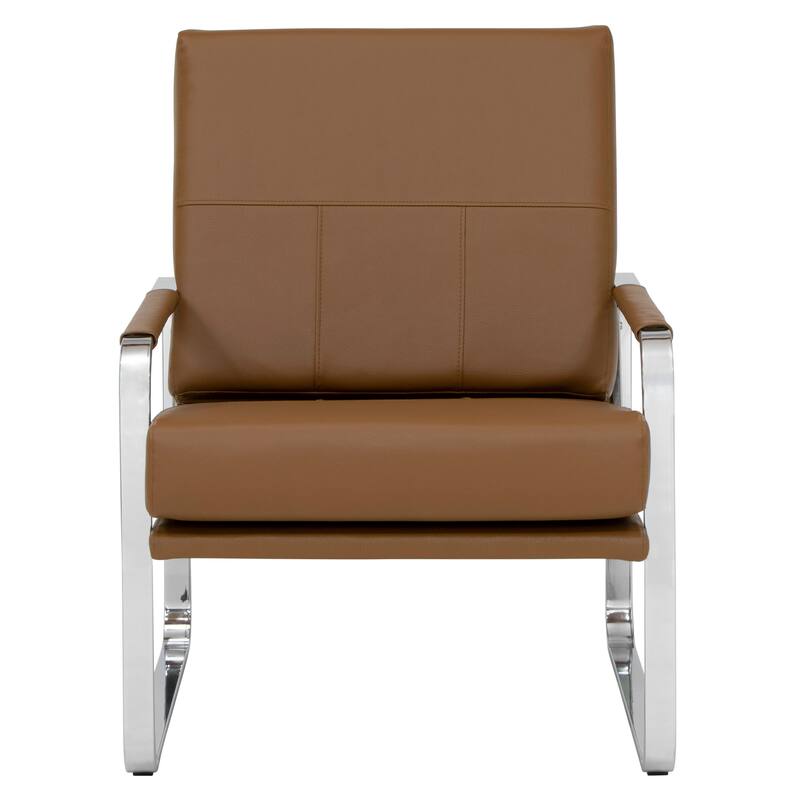 Studio Designs Home Allure Metal and Blended Leather Modern Accent Arm Chair - Caramel Brown