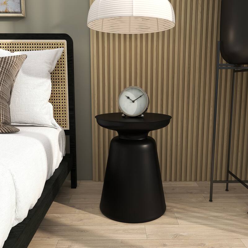Black Metal Accent Table with Bell Shaped Base