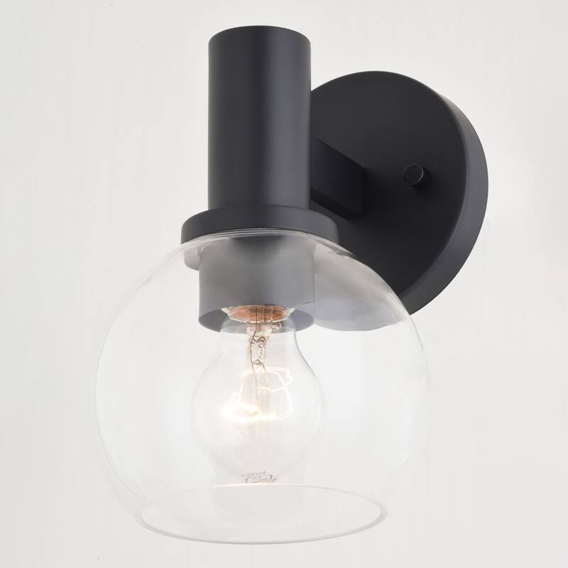 Marshall Black Transitional Bathroom Vanity Wall Light Fixture Clear Glass