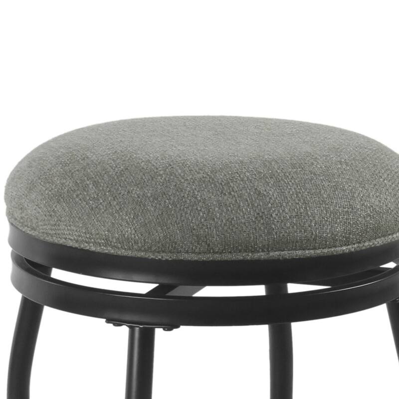 Metal Counter Stool with Swivelling Fabric Padded Seat, Gray and Black