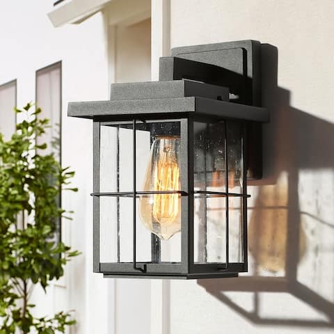 Bern Modern 1-light Glass Outdoor Wall Lantern Waterproof Sconces Lights - L6" x W7.5"x H11"