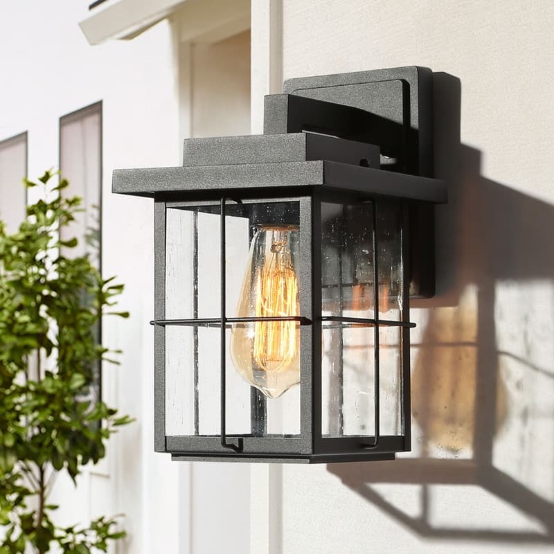 Bern Modern 1-light Glass Outdoor Wall Lantern Waterproof Sconces Lights - L6" x W7.5"x H11"