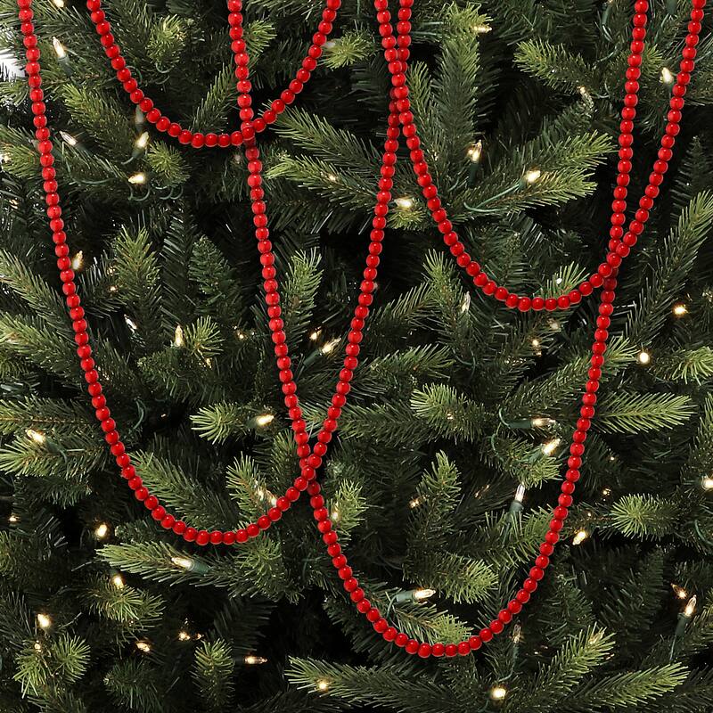 72" Solid Wood Bead Garland Set of 2 - Red - 72-Inch