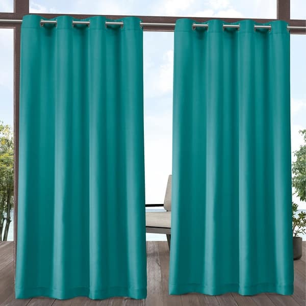 slide 2 of 7, ATI Home Cabana Solid Indoor/Outdoor Light Filtering Grommet Top Curtain Panel Pair 54x120 - Dark Teal