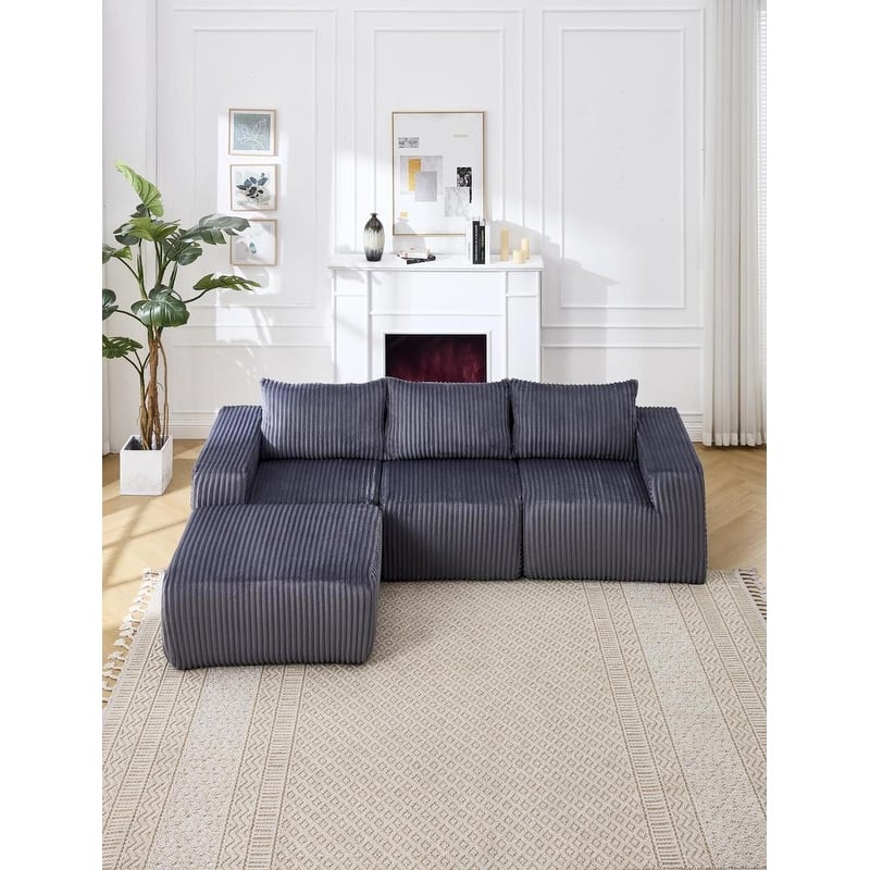 L-Shaped Cloud Sofa, Deep Seat Modular, Plush Minimalist, No Assembly