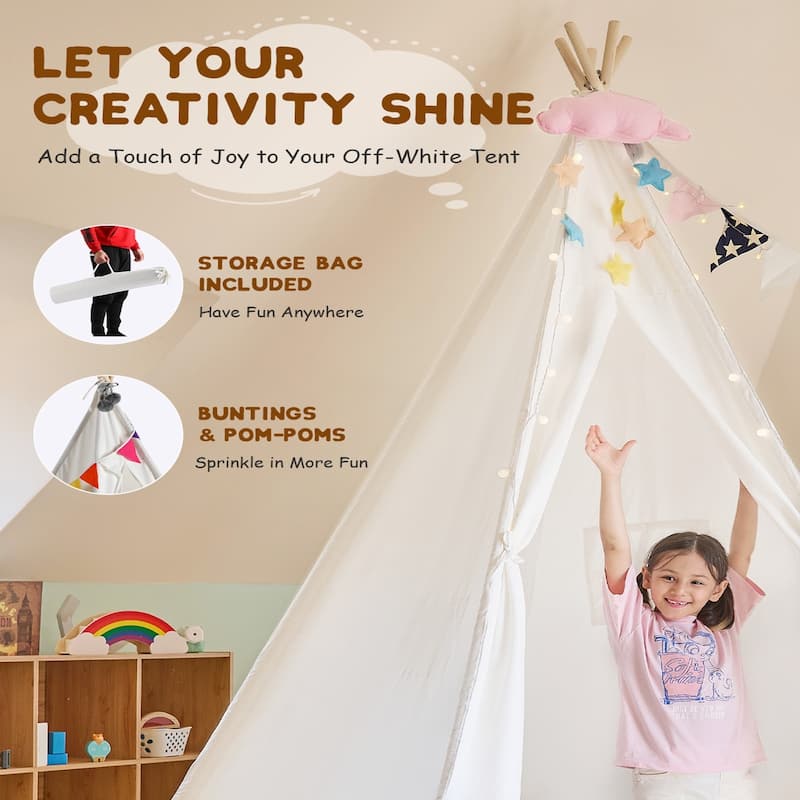 CO-Z Larger 85" H Kids Teepee Play Tent CPSC Certified - 47"x47"x82"