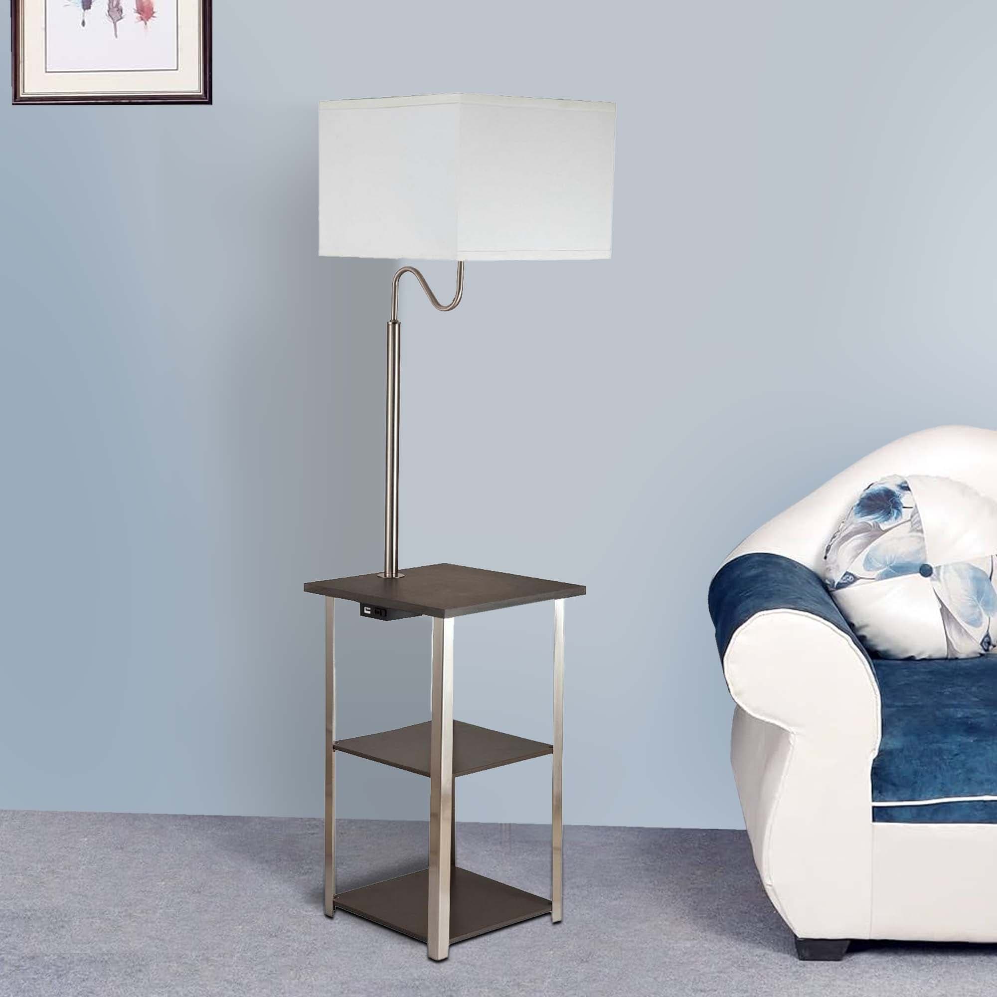 Small table with lamp attached outlet