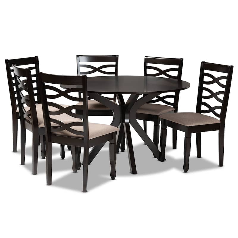 Mila Modern and Contemporary 7-Piece Dining Set - Beige