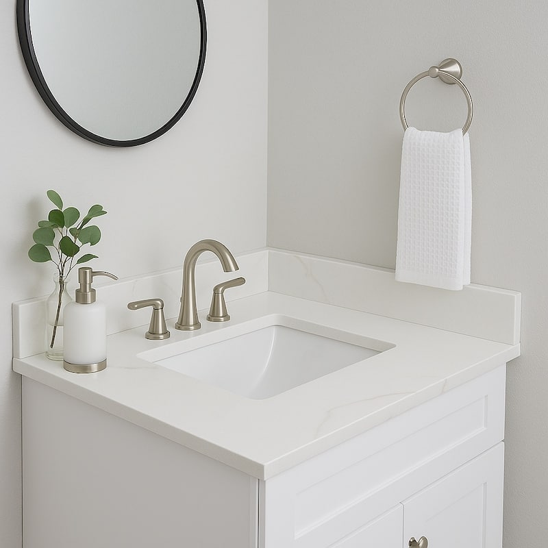 Design House Calesco Calacatta Quartz Bathroom Vanity Top and Side Splash Kit - N/A