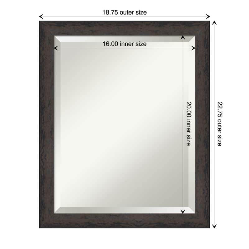 Dappled Narrow Beveled Wood Framed Wall Mirror - Dappled Black Brown Narrow - Glass Size 16x20