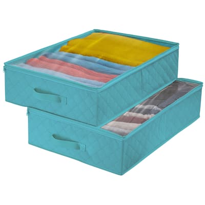 Storage Bags Closet & Underbed Organizer Set, Clear Cover, Foldable with Carry Handles (2-Pack)