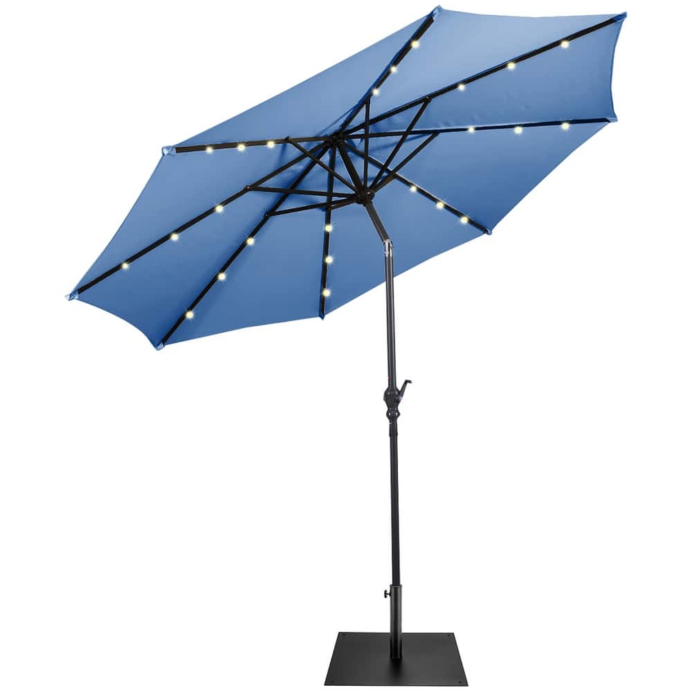 Costway 9ft Market Patio Umbrella w/Solar Lights & 40 LBS Steel