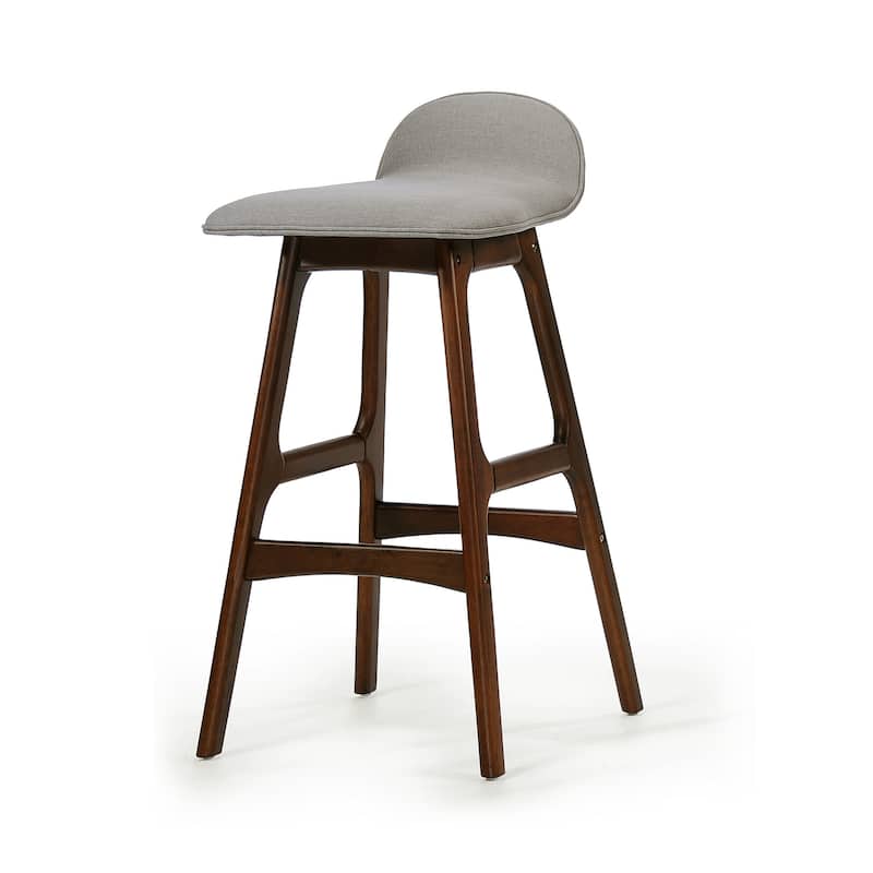 Roomfitters Mid-Century Modern Upholstered Low Back Barstools, 28.5-Inch Counter Height, Set of 2