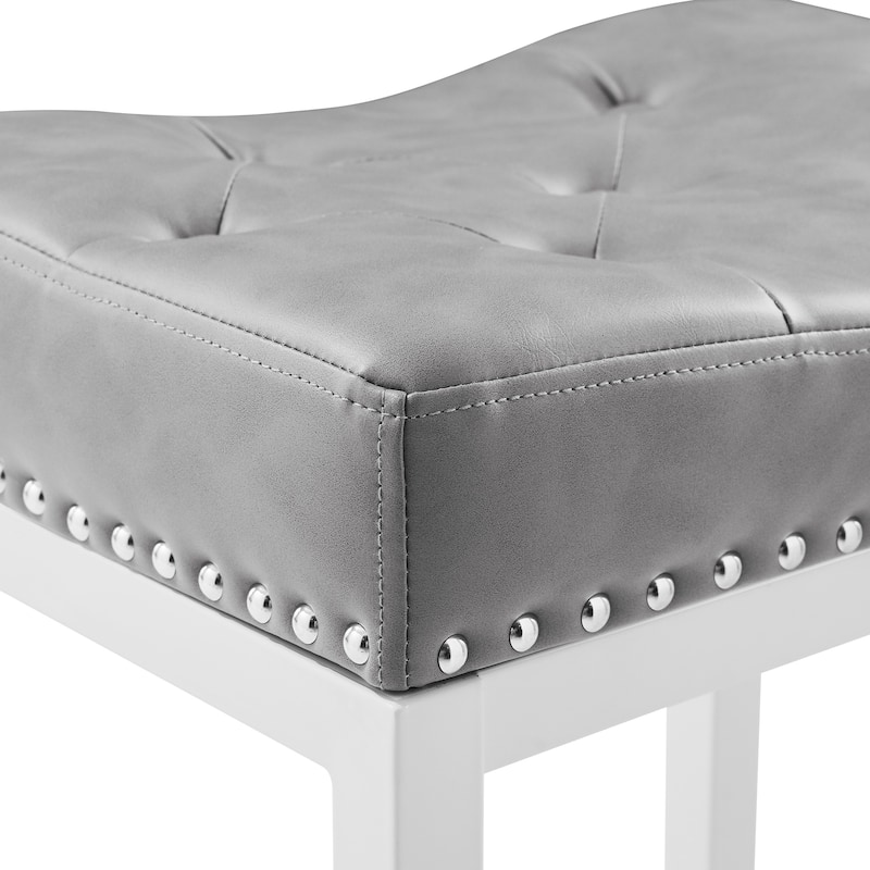 Backless Cushioned Faux Leather Bar Stools Counter Height Stools with Metal Frame - 24" H