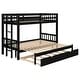 preview thumbnail 16 of 16, Twin Over Pull-out Bunk Bed with Trundle, Wooden Twin Over Twin/Double Twin Bunk Bed, Extendable Bunkbeds w/Ladder & Safety Rail