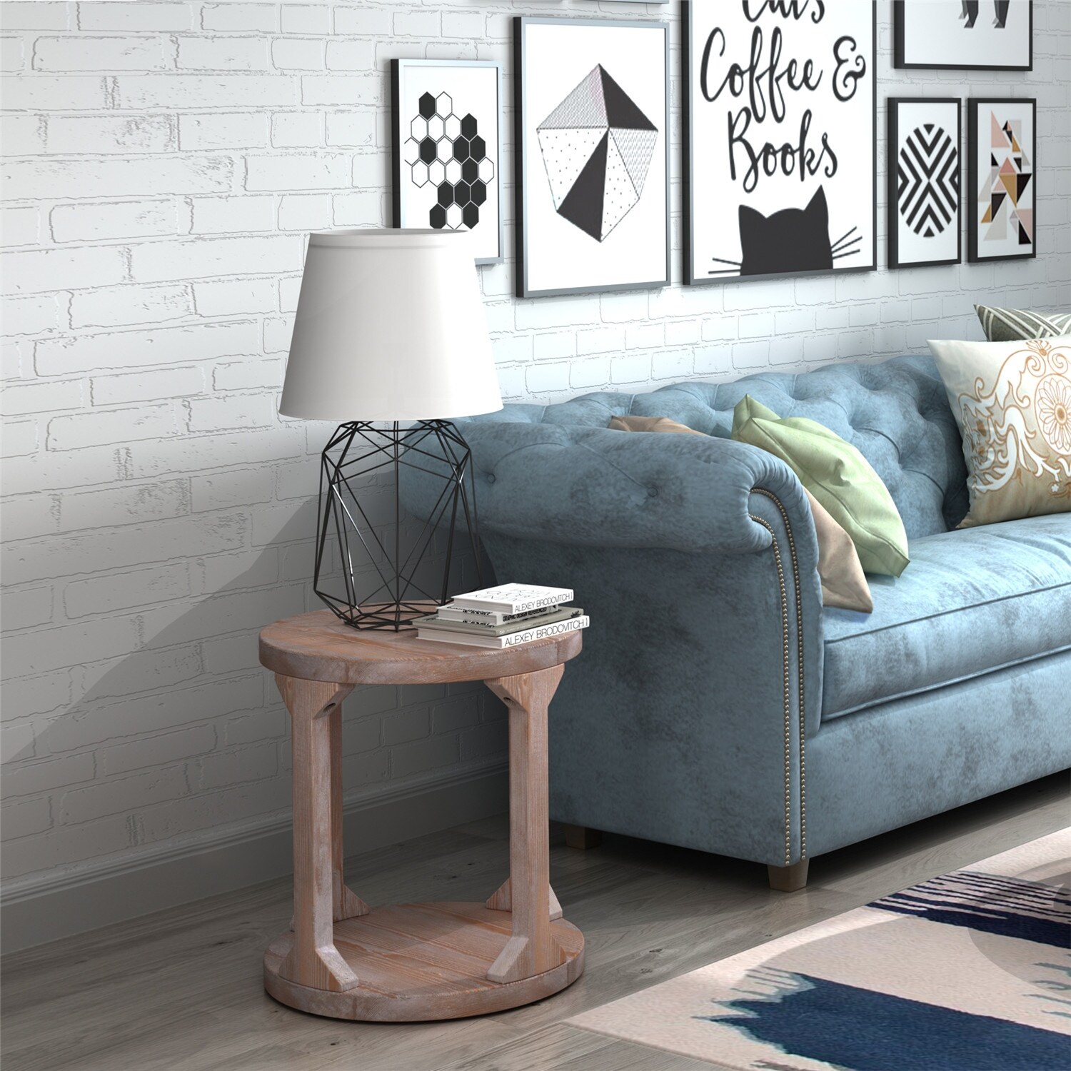 Round Rustic Coffee Table Solid Wood Mdf Coffee Table For Living Room