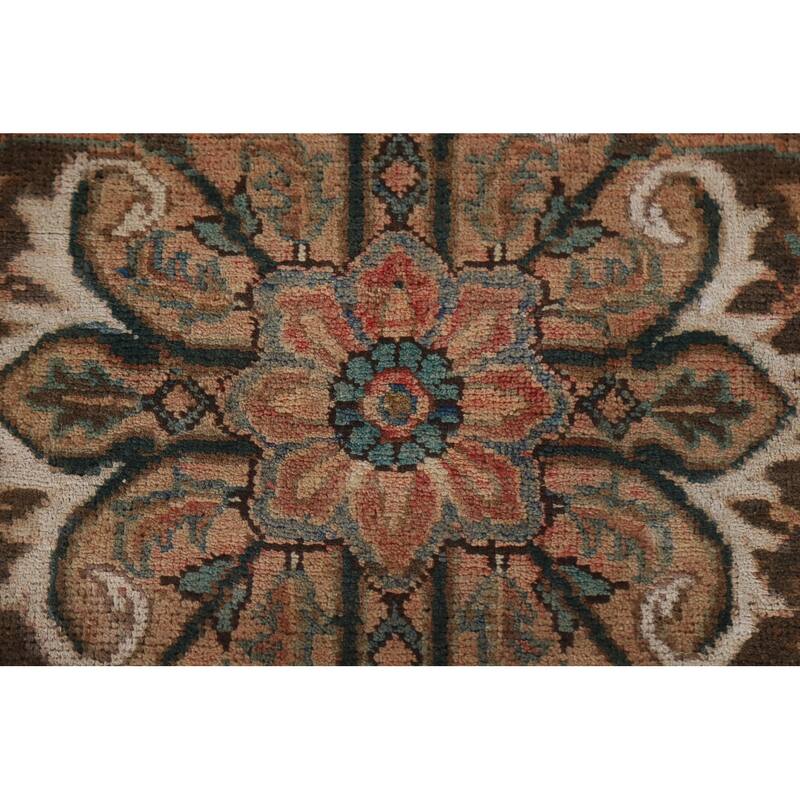 Hand Knotted Oriental 100% Wool Carpet Traditional Floral Oranges & Rust Heriz Area Rug - 9' 9'' X 6' 6''