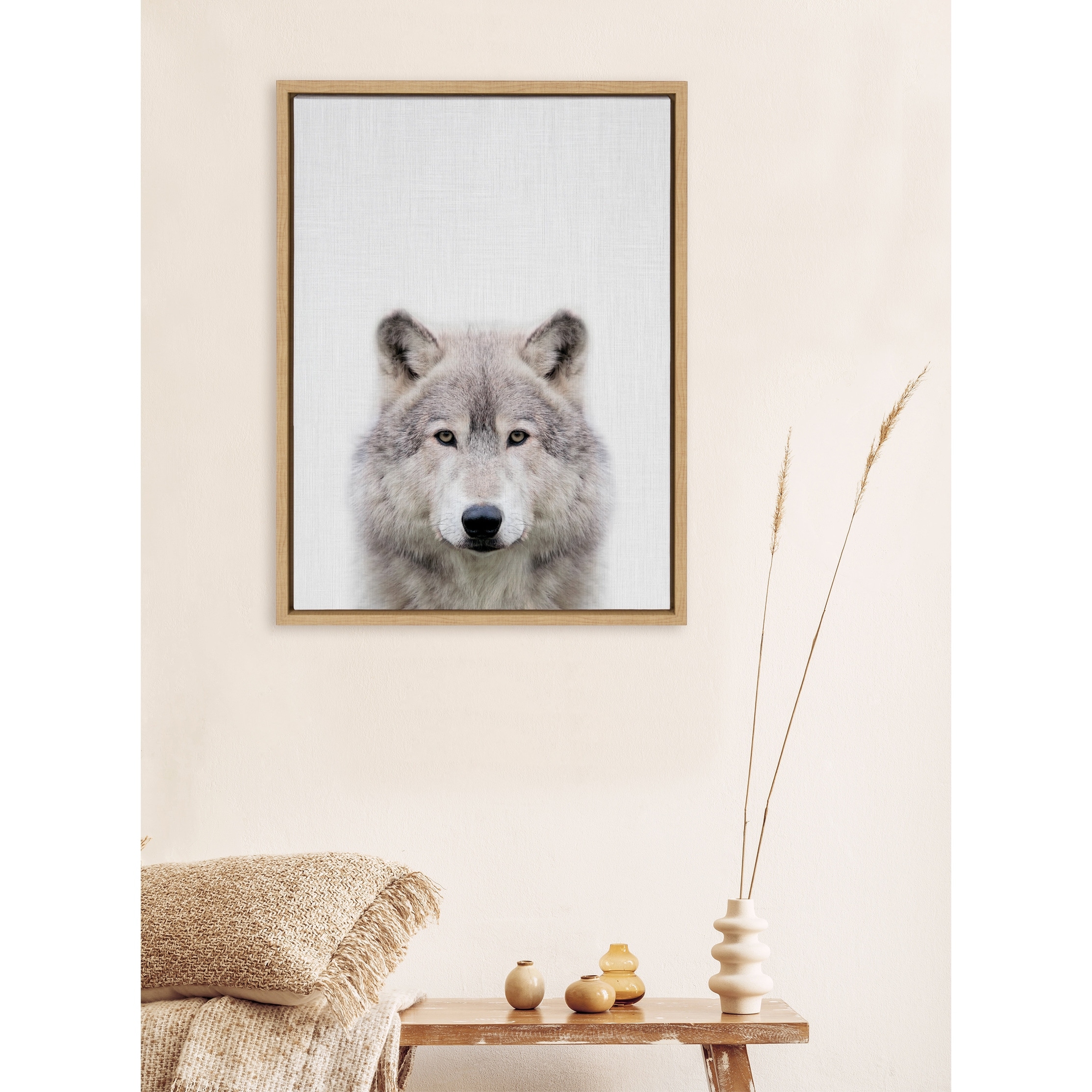Kate and Laurel Sylvie Wolf Color Framed Canvas by Simon Te Bed Bath   Beyond 36063416