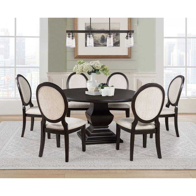 Twyla Round Wood Dining Room Table Set Dark Cocoa